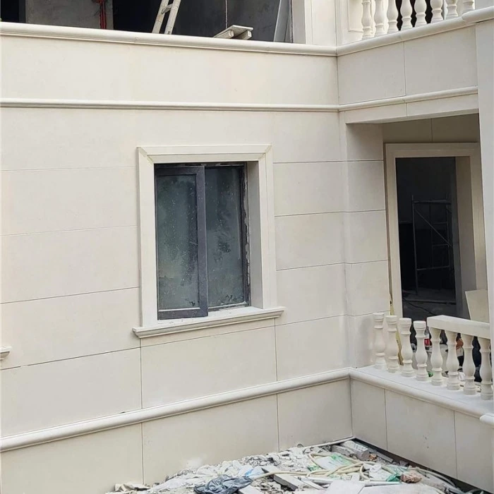 Cream White Limestone Exterior Wall Cladding Tiles Classical Outdoor Villa Limestone