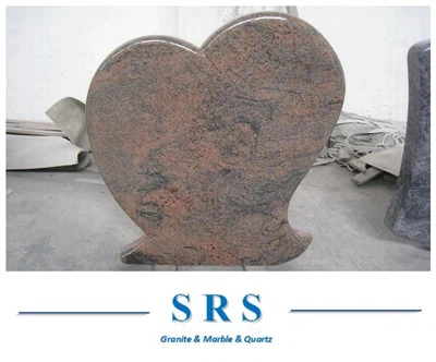 Flerfärgad röd granitgravsten